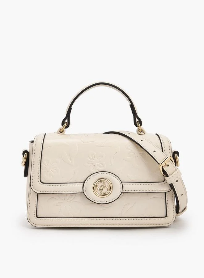 سيليست حقيبة ساتشيل بنقوش زهور ومقبض علوي